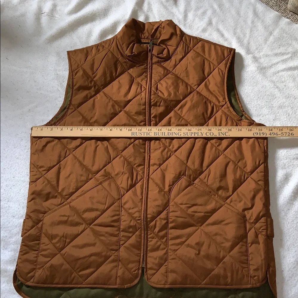 J Crew WALKER country vest men’s quilted saddle tan equestrian style large - Picture 3 of 11